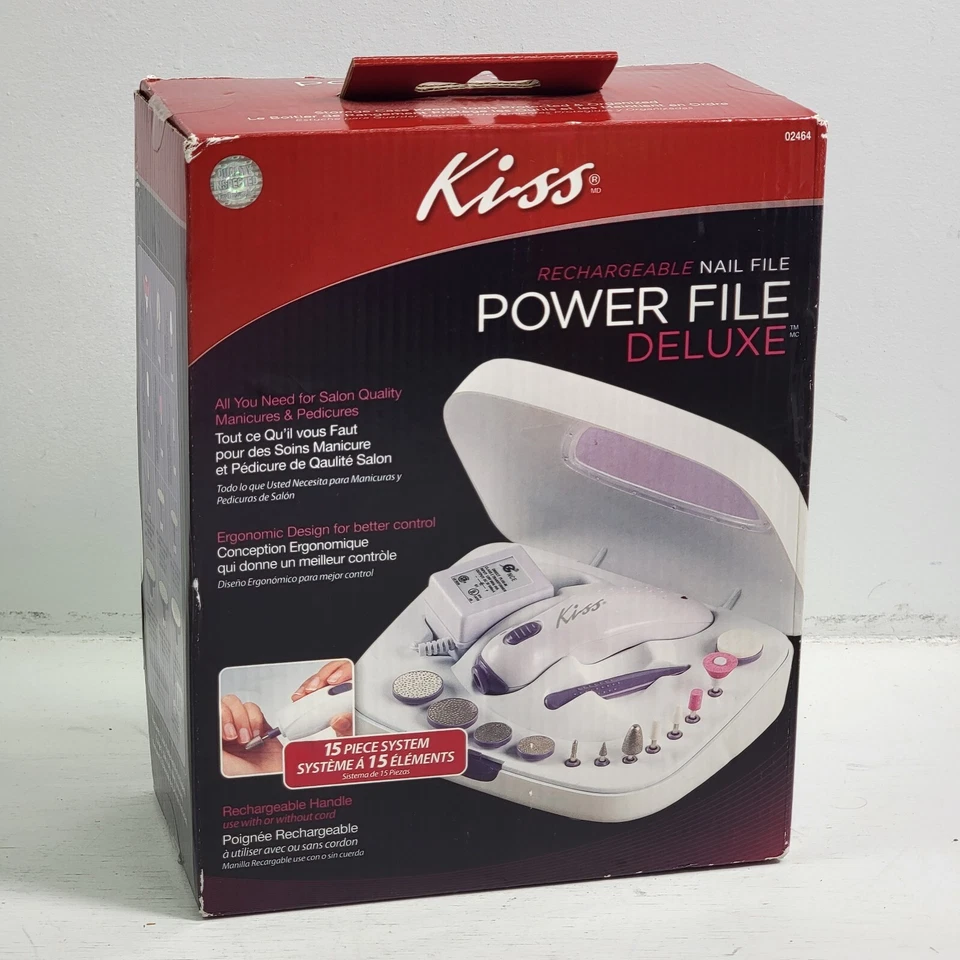 NUEVO Kiss Recargable Nail Power File Deluxe 15 Piezas Sistema Salón Calidad B10 Foto 1 de 3