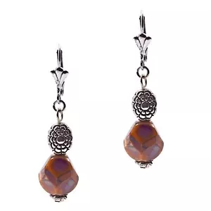 Fashion Earrings Dangle Drop Agate Stone & Antiqued Silver By Grace Of New York - Picture 1 of 4