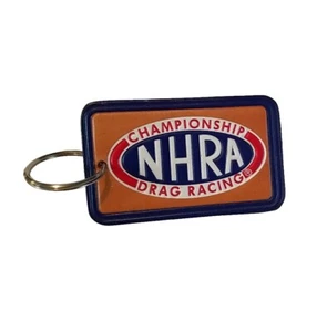 NHRA CHAMPIONSHIP DRAG RACING KEYCHAIN Handmade+Painted Genuine LEATHER Key RING - Picture 1 of 5