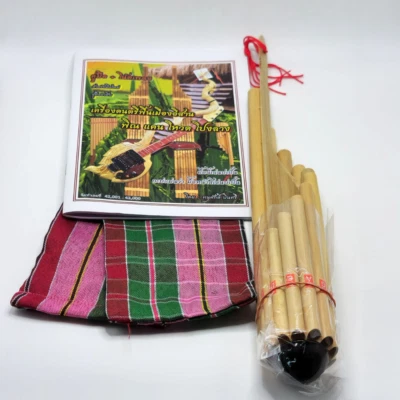 Flauta Bambú Instrumento Musical Madera Wote Hecho a Mano Isan Panpipe Wot Laos Key Am Foto 1 de 4