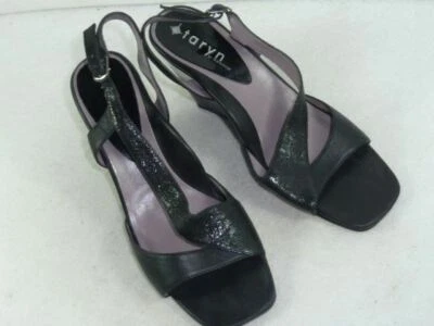 Sandalias con cuña de cuero negro Taryn Rose para mujer 8,5 M A056 Foto 1 de 3