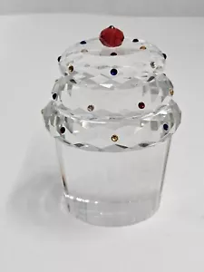 Geschliffener Kristall CUPCAKE Kuchen Briefbeschwerer 3,5" mit Streuseln signiert - Bild 1 von 10