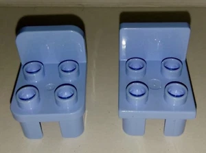 lot of 2 LEGO Duplo BLUE CHAIR Furniture Chair 2 x 3 x 2 Curved Straight Back - Picture 1 of 4