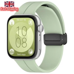Silicone Strap Magnetic Folding Buckle for Huawei Watch Fit 3 (Official green) - Zdjęcie 1 z 7