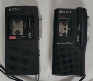 2 Sony Microcassette Recorders M-665V M-677V VOR-Both Run Have Broken Belts - Picture 1 of 3