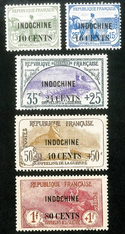 Indo-China Stamps # B8-13 MLH VF Scott Value $278.00 Cover