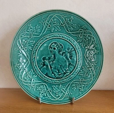 Assiette ancienne XIXième faïence Clairefontaine médaille 1878 / émaux ombrants - Photo 1/3