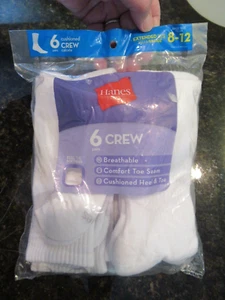 Calcetines HANES blancos para mujer 6 pr talla de zapato 8-12 nuevos con etiquetas - Imagen 1 de 2