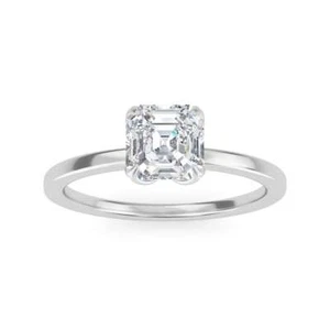 2.00 Ct Asscher Cut Lab Grown Diamond Solitaire Engagement Ring 14k White Gold - Picture 1 of 4