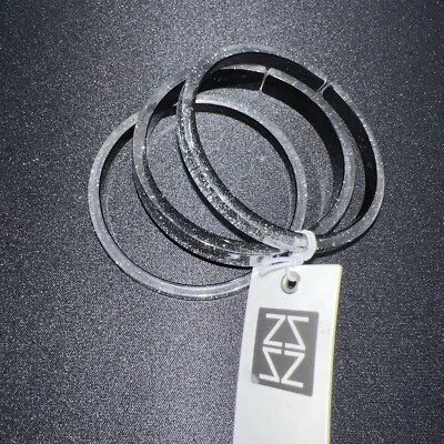 Zenzii 3-Pc. Set Glitter Resin Bangle Bracelets, Black, NWT — 第 1/4 张图片
