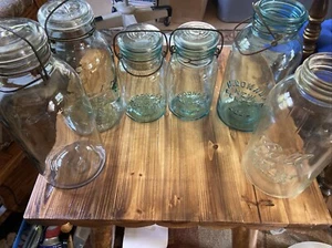 Vintage Canning Jars Ball, Atlas, McDonald Most With Glass lids Quart 1/2 Gallon - Picture 1 of 13