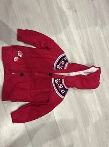 Boots Miniclub thick hooded Pink Floral Knitted Jacket cardigan 2-3 Yrs - Picture 1 of 5