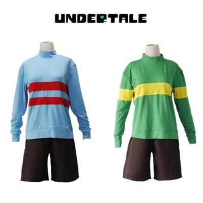 Undertale Chara/Frisk Cosplay Disfraz Camisa Pantalones Cortos Sudadera Pullover Conjunto Foto 1 de 4