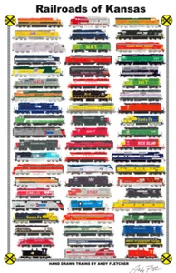 Railroads of Kansas 11"x17" Railroad Poster by Andy Fletcher signed - Picture 1 of 1