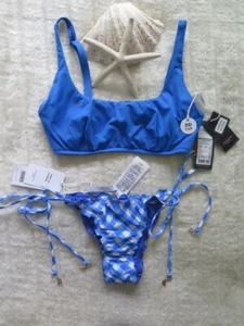 Seafolly 8DD S.Collective Scoop Neck & 8 Ciao Bella Check Tie Side Brazil Azure - Picture 1 of 16