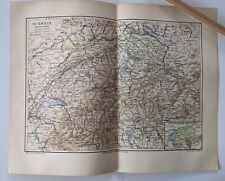1896 Map of Switzerland antique print Swiss