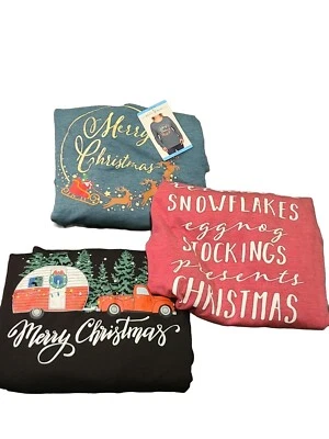 State of Mine Mujer Feliz Navidad Grande Gráfico Negro Sudadera Lote De 3  Foto 1 de 4