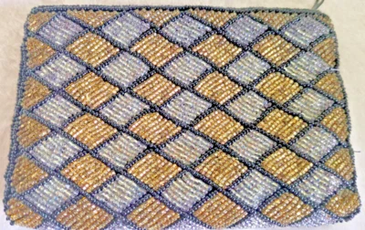 Vintage Neiman Marcus Black and Gold Beaded Clutch Purse Lined - Image 1 of 4