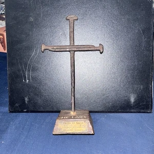 VINTAGE Crucifix 8" Cross Of Nails Oral Roberts 1972 Coventry Cathedral England - Picture 1 of 5