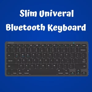 New Black Bluetooth Universal Slim Keyboard Supports 3 Systems Lasting Charge - Picture 1 of 10