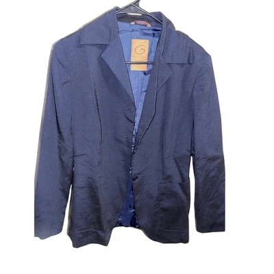 Blazer Vintage Anos 90 G Gigli Azul Marinho Feito na Itália Tamanho Italiano 42 Romeo Gigli - Imagem 1 de 3