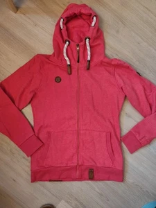 Sweatjacke Off Shore Naketano Erdbeer Rot Gr 42 Kordel Seetau Fake Lederbesatz  - Bild 1 von 12