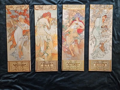 Hermosas impresiones giclée en lienzo Art Nouveau firmadas de Alphonse Mucha Four Seasons Foto 1 de 4