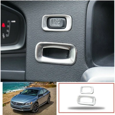Para Volvo S60 V60 2012-2020 acabamento de tampa de motor de parada de partida de aço inoxidável 2 peças - Imagem 1 de 4