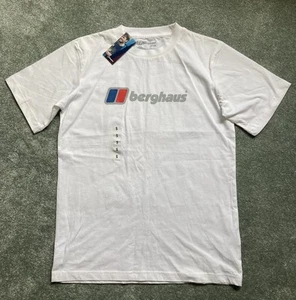 Berghaus UK Small Size Large Logo White T Shirt NWT - Picture 1 of 7