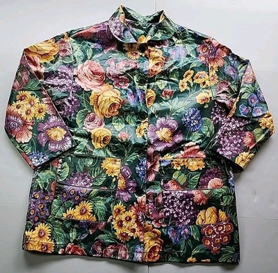 VTG 1990s Nordic House Designs USA Floral Multicolor Rain Coat One Size Fits All - Image 1 of 4