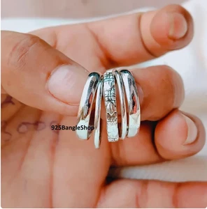 Juego de 6 anillos apilables, anillo de plata de ley 925, anillo hecho a mano, para madre de todos los tamaños - Imagen 1 de 8