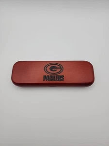 Green Bay Packers Wooden Ink Pen In Wood Case with 2 Pens ~ Works - Picture 1 of 3