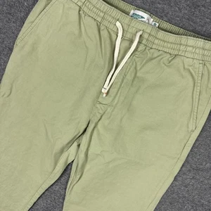 Wellen Easy Chino Pants Mens Small Slim Green Linen Blend Drawstring Pull On - Picture 1 of 13