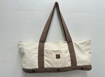 PrAna VTG Canvas Duffle Weekend Travel Shoulder Bag Brown Beige 30x12" XL - Image 1 of 4
