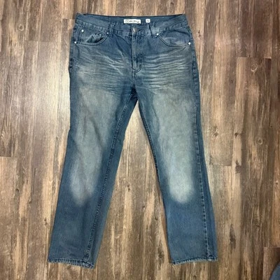 Pantalones de mezclilla azules de pierna recta 36x30 marca de jeans vintage Old Skool para hombre Y2K patinador Foto 1 de 4