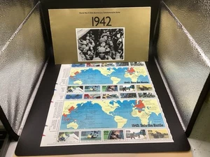"Vtg Set of Postage Stamps ""1942:Into The Battle"" with Original Brochure" - Picture 1 of 5