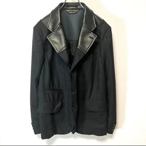 USED COMME DES GARCONS HOMME PLUS TAILORED JACKET 19SS LEATHER SWITCHING VERYG - Picture 1 of 4