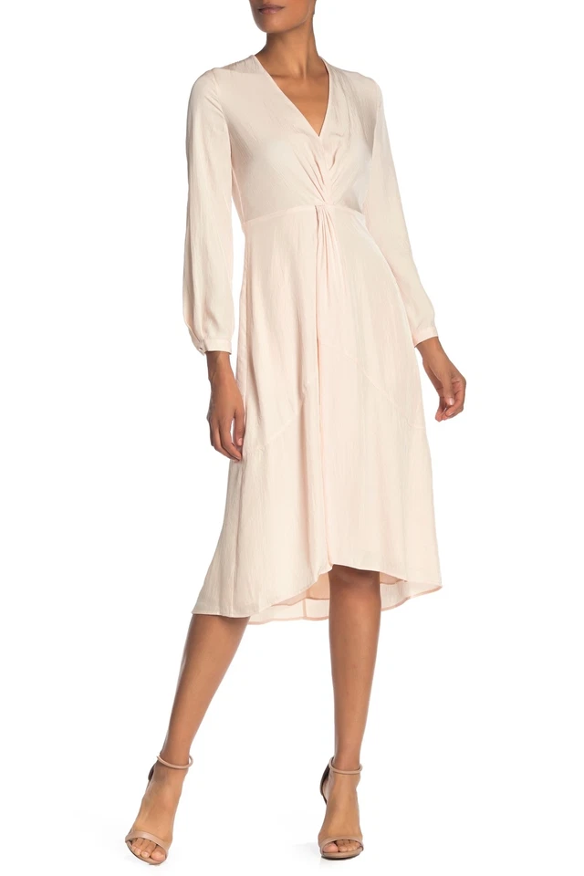 Vince 241432 Womens Twist Drape Long Sleeve Hi-Low A-Line Dress Blush Size 14 - image 1 of 2