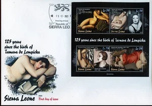 SIERRA LEONE 2023 125th BIRTH OF TAMARA DE LEMPICKA PAINTINGS SHEET FDC - Picture 1 of 1