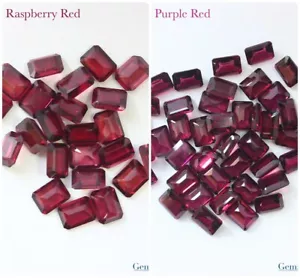 Natural Raspberry red/ Purple Red Rhodolite Garnet Octagon Cut 6x4 mm to 10x8 mm - Picture 1 of 24