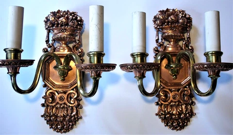 E F Caldwell Signed Sconces Circa 1910. Restored & Rewired! Offers Welcome Cover