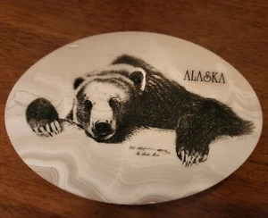 Vintage Kiana Polar Bear Soap Stone Trinket Box Made in Alaska Bob Dale 1985 - Picture 1 of 4