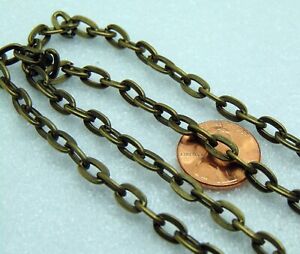 Antique BRASS  Flat CABLE Chain ~ 5mm x 8mm Sturdy Links ~ No-Nickel 5  - 100 ft