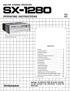 Pioneer SX-1280 Receiver Owners Manual - Picture 1 of 1