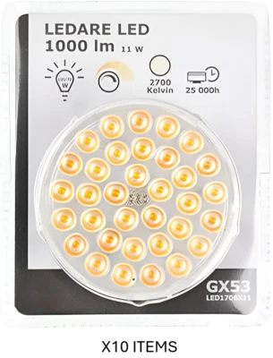 10 x IKEA LEDARE LED Bulb GX53 1000lm Dimmable Warm Beam Angle 2700K LED1706X11 - Image 1 of 4