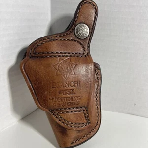 BIANCHI #55L “Lightning S&W Chief” Holster Brown Leather RH Vintage - Picture 1 of 8