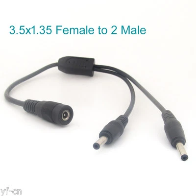 4pcs 1FT DC Power Splitter Cable DC 3.5x1.35mm Female to 2pcs Male Cord Cable - Image 1 of 4