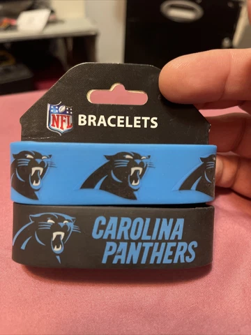 Carolina Panthers Rubber Wristband Fan Bracelet Silicone Set Of 2.  NFL Cover