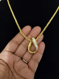 Goldfarbene Halskette Strass Seil Kette Träne Anhänger 18 Zoll - Bild 1 von 12