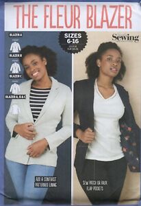 Simply Sewing Pattern for The Fleur Blazer, Smart Lined Jacket, Sizes 6-16, New
